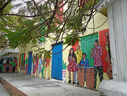 The wall drawing in one of streets of Nassau downtown