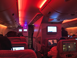 In flight from Houston to Dubai