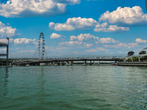 Three towers - Marina Bay Sands hotel: different time of day and color.