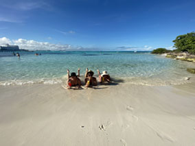Enjoying coctail at the beach.