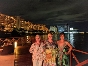 At night in the front of the hotel beach