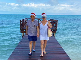 Our friends Hilmo and Jadranka walking on the walkway