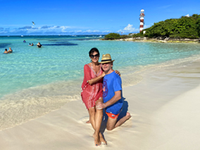 My wife and I on the beach
