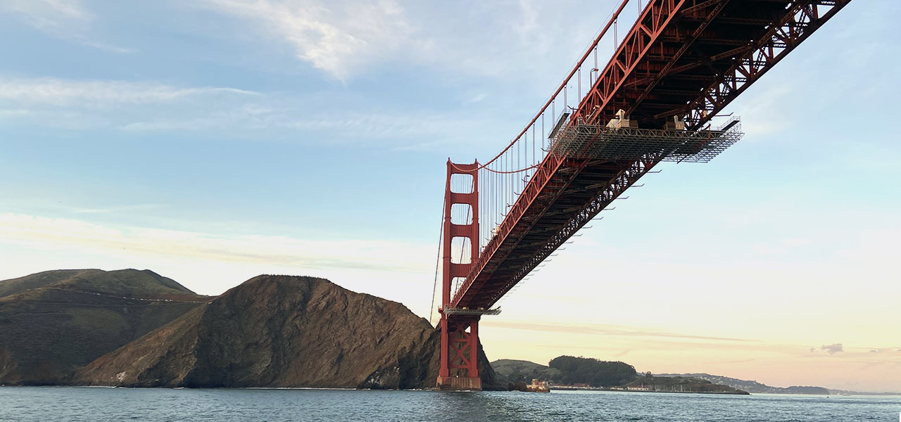 Golder State Bridge painted in International Orange color.